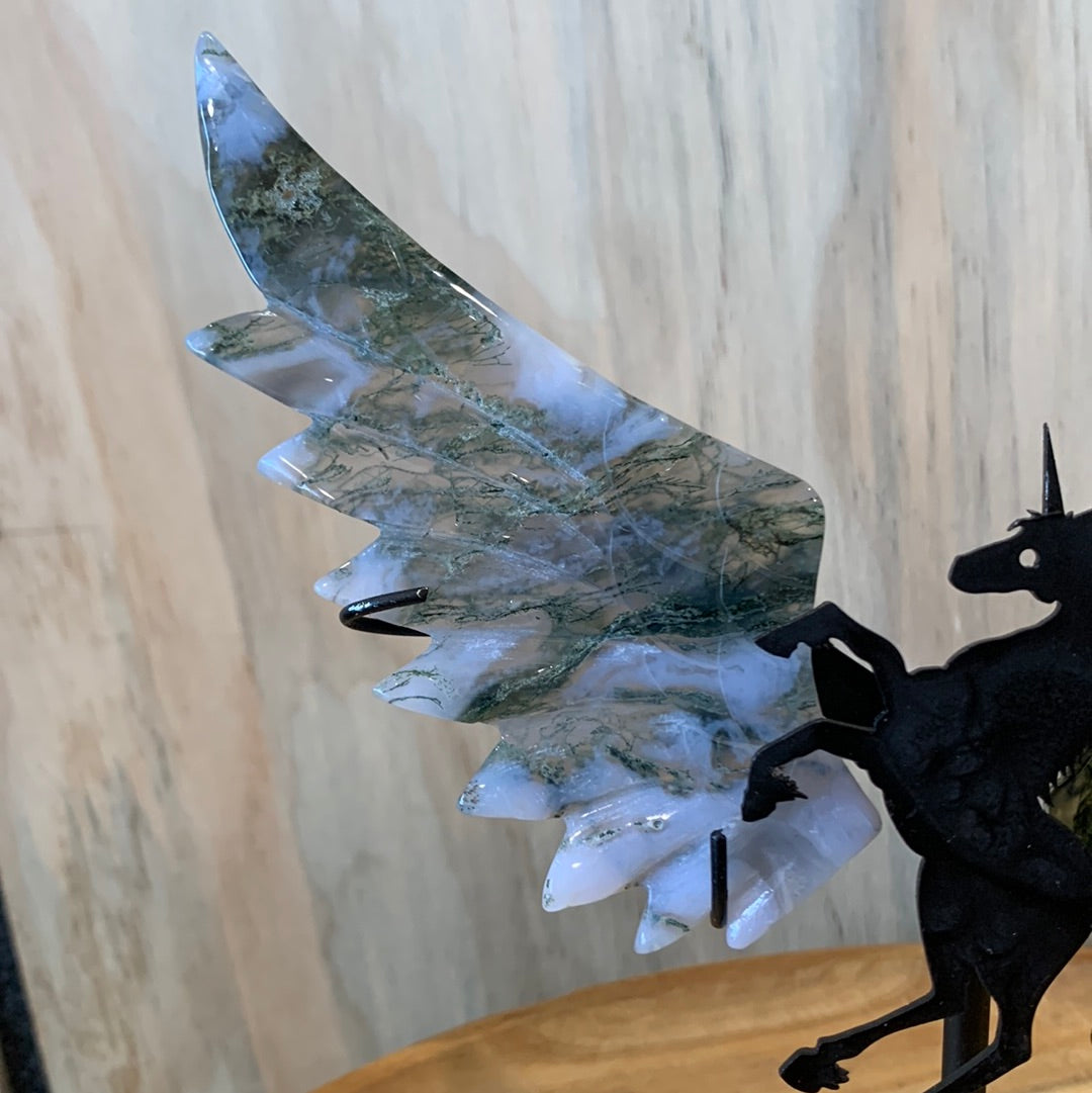 MOSS AGATE UNICORN with WINGS