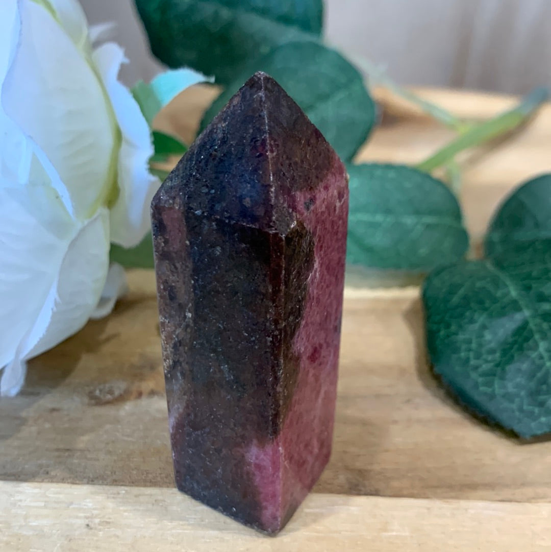 ICED RHODONITE POINT