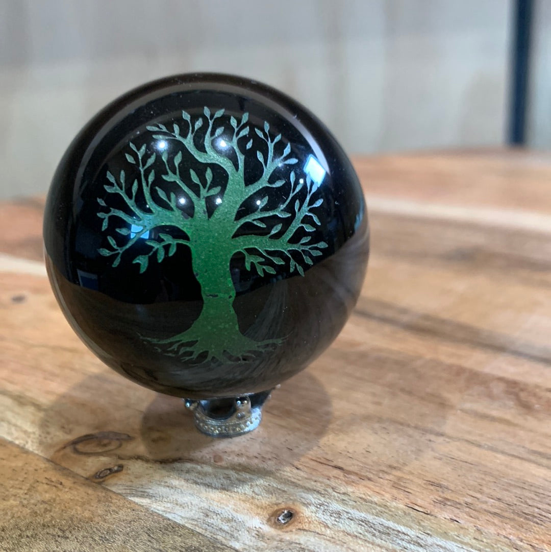 BLACK OBSIDIAN ASTROLOGY & SYMBOL SPHERES