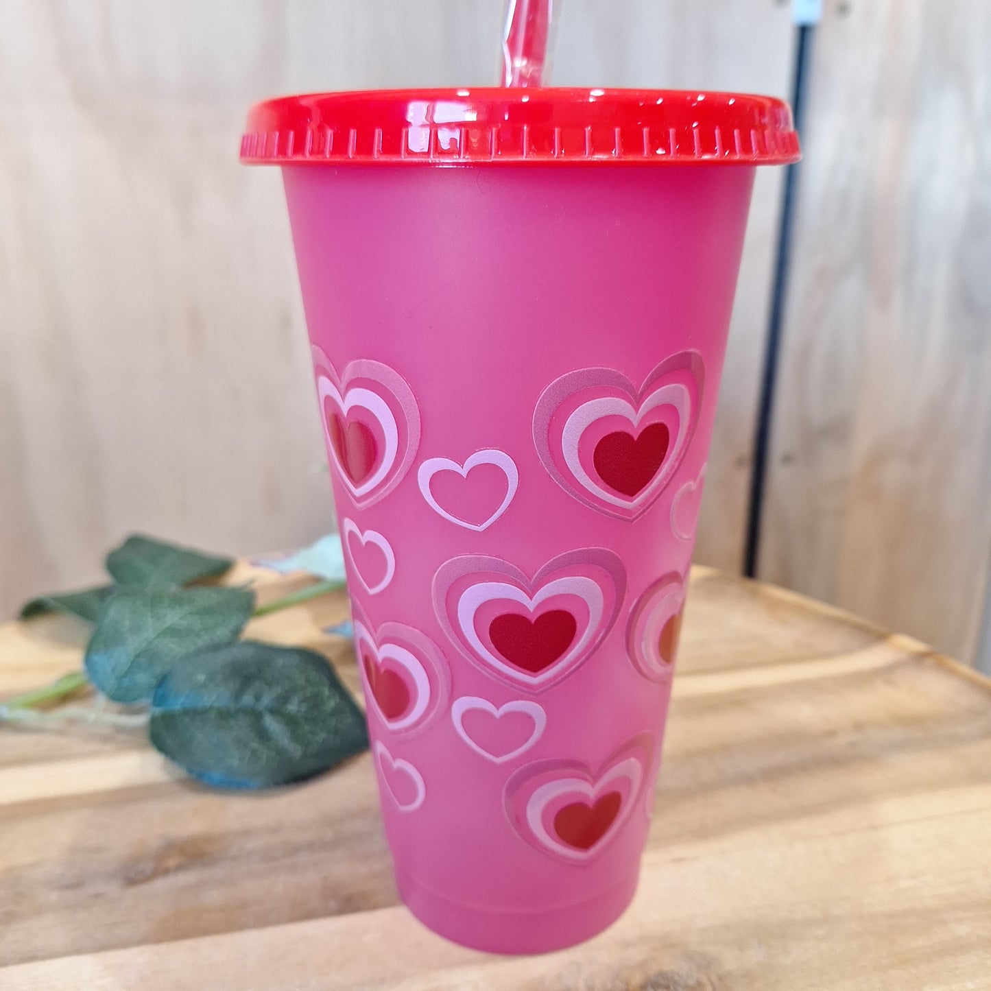COLOUR CHANGING REUSABLE BPA FREE L CUP (24oz) WITH LID AND STRAW + SUBLIMATION WRAP