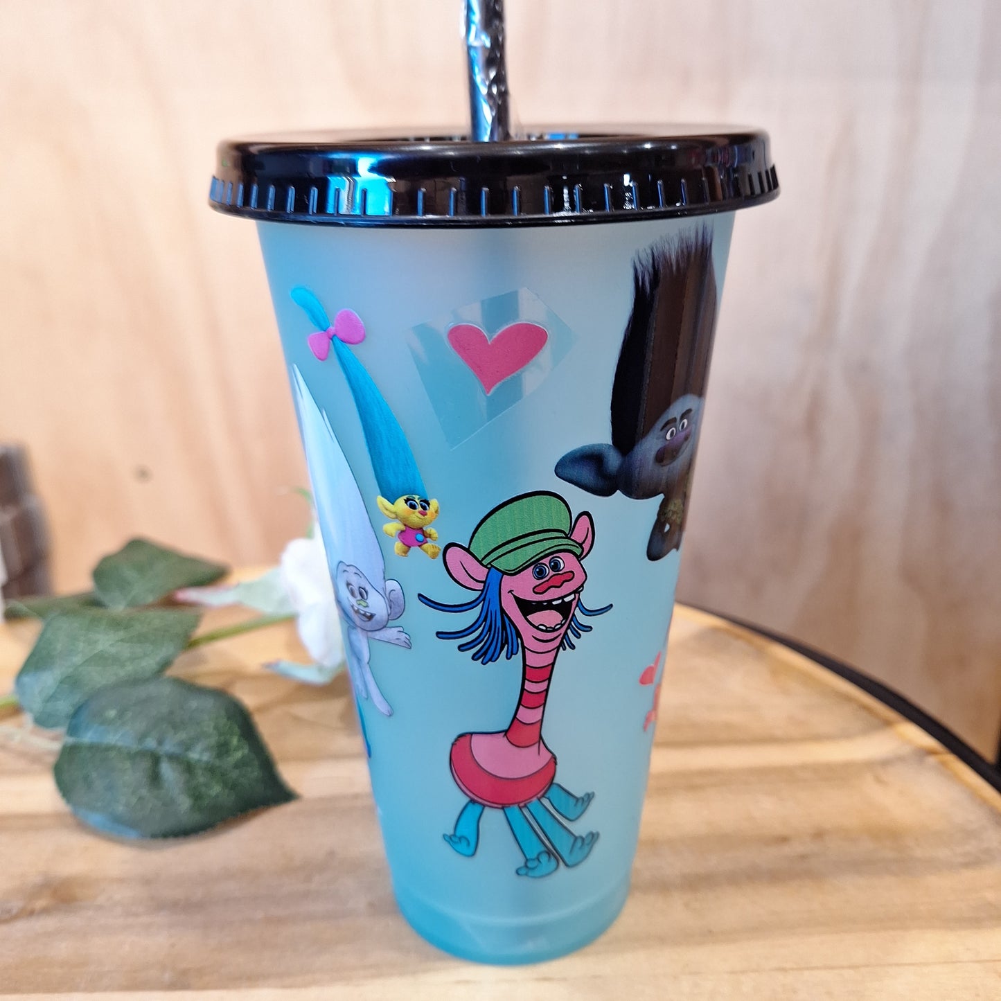 COLOUR CHANGING REUSABLE BPA FREE L CUP (24oz) WITH LID AND STRAW + SUBLIMATION WRAP