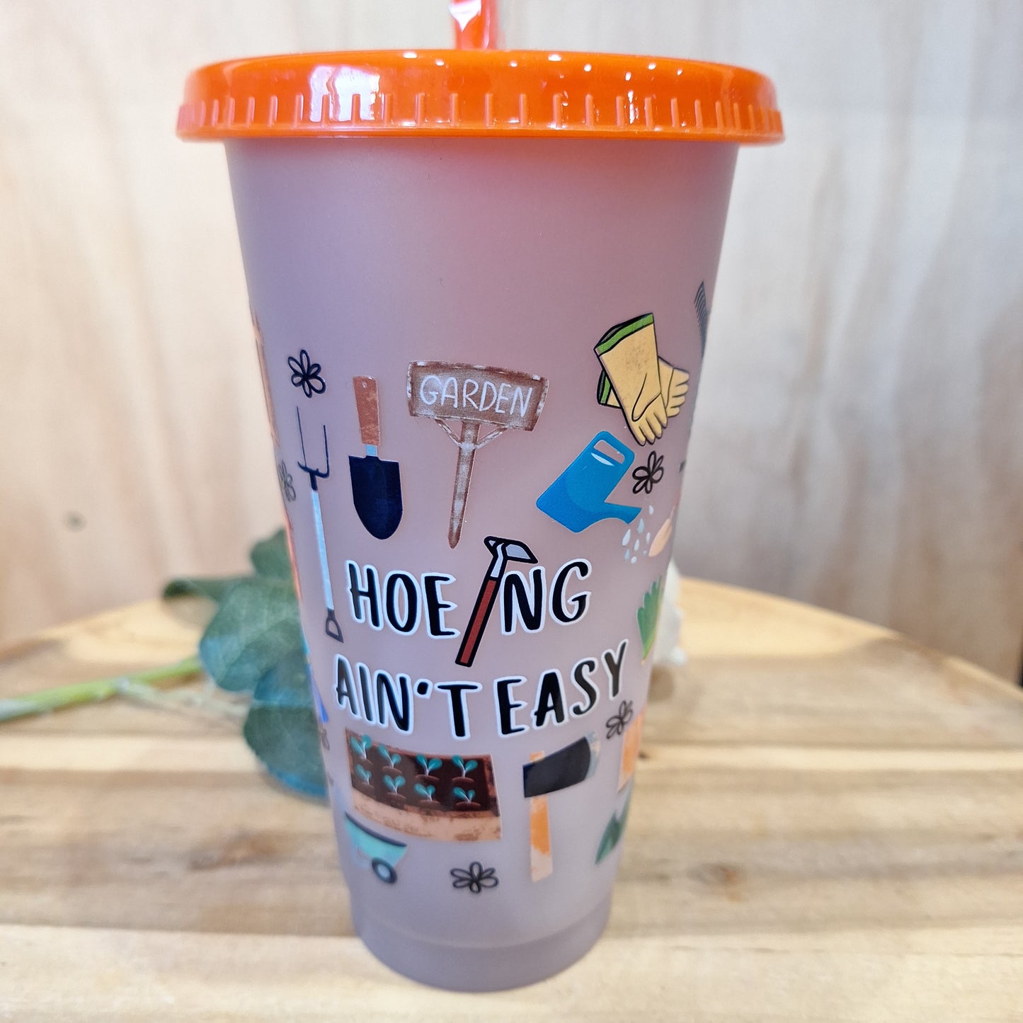 COLOUR CHANGING REUSABLE BPA FREE L CUP (24oz) WITH LID AND STRAW + SUBLIMATION WRAP