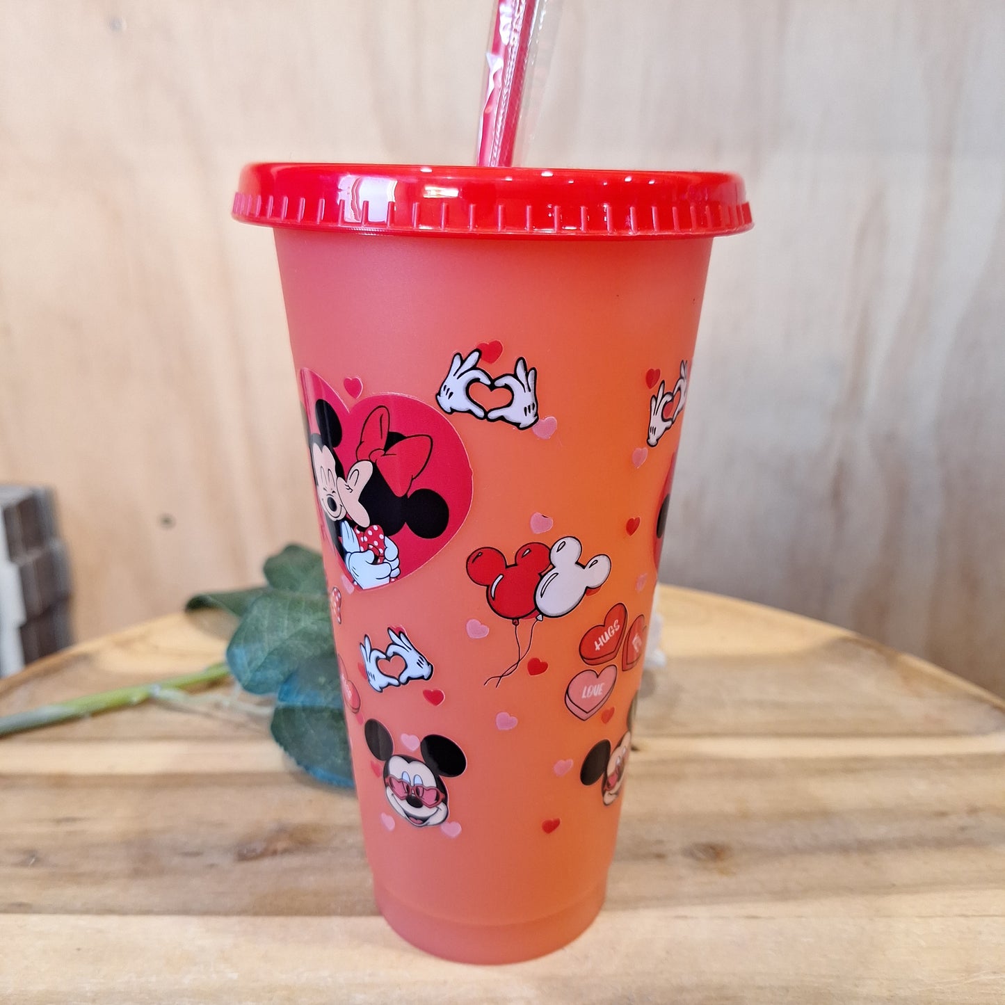 COLOUR CHANGING REUSABLE BPA FREE L CUP (24oz) WITH LID AND STRAW + SUBLIMATION WRAP