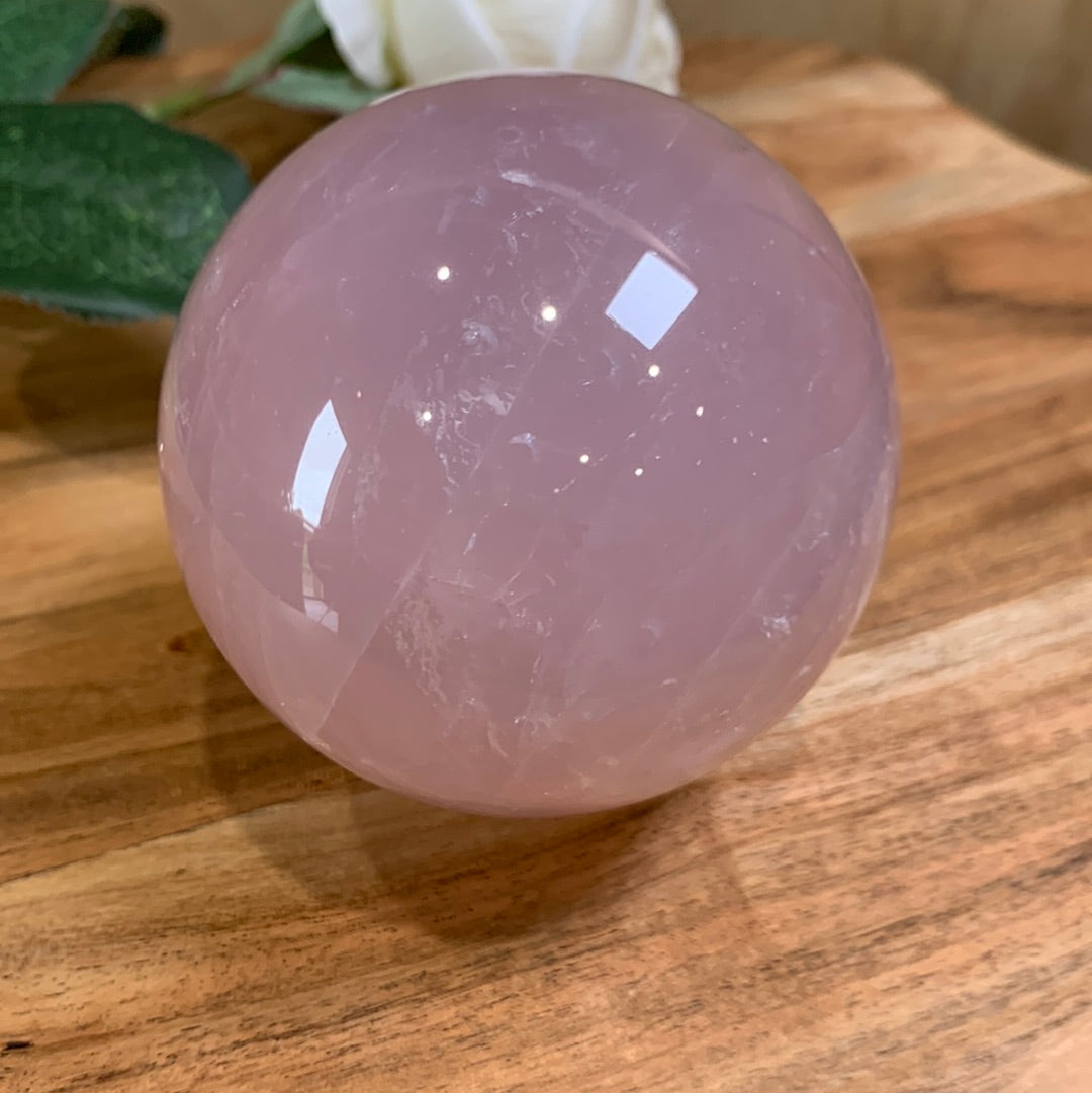 ROSE QUARTZ SPHERE (SPECIAL WTIH STAR AND DENDRETIC INSIDE)