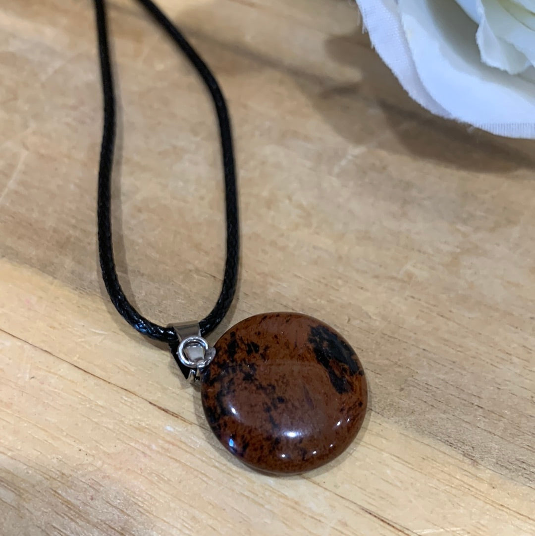 MAHOGONY OBSIDIAN ROUND NECKLACE