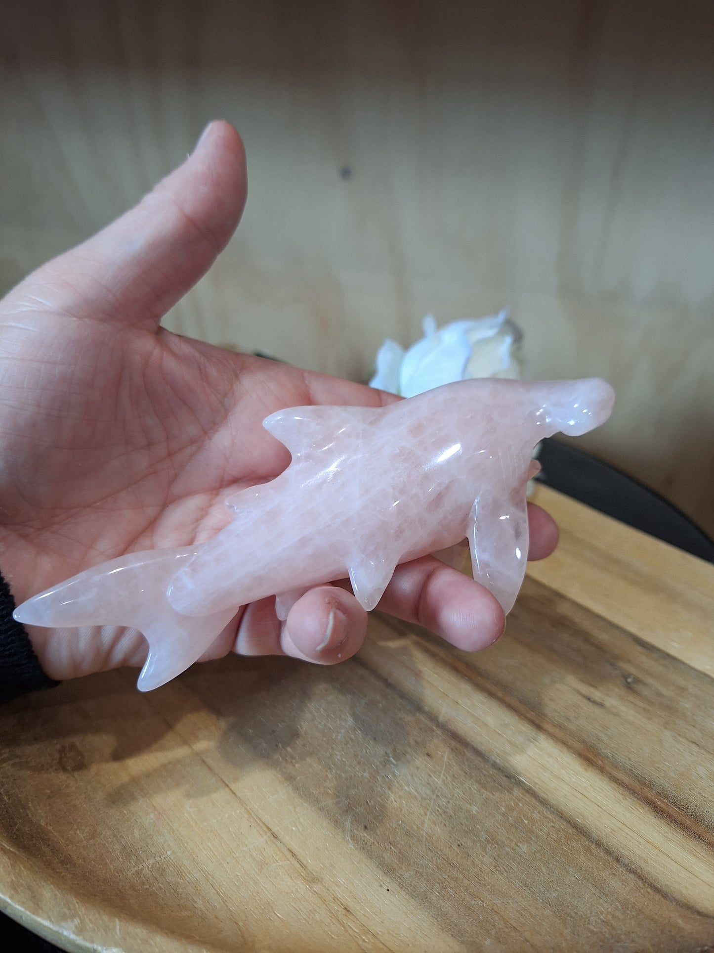 ROSE QUARTZ HAMMERHEAD SHARK