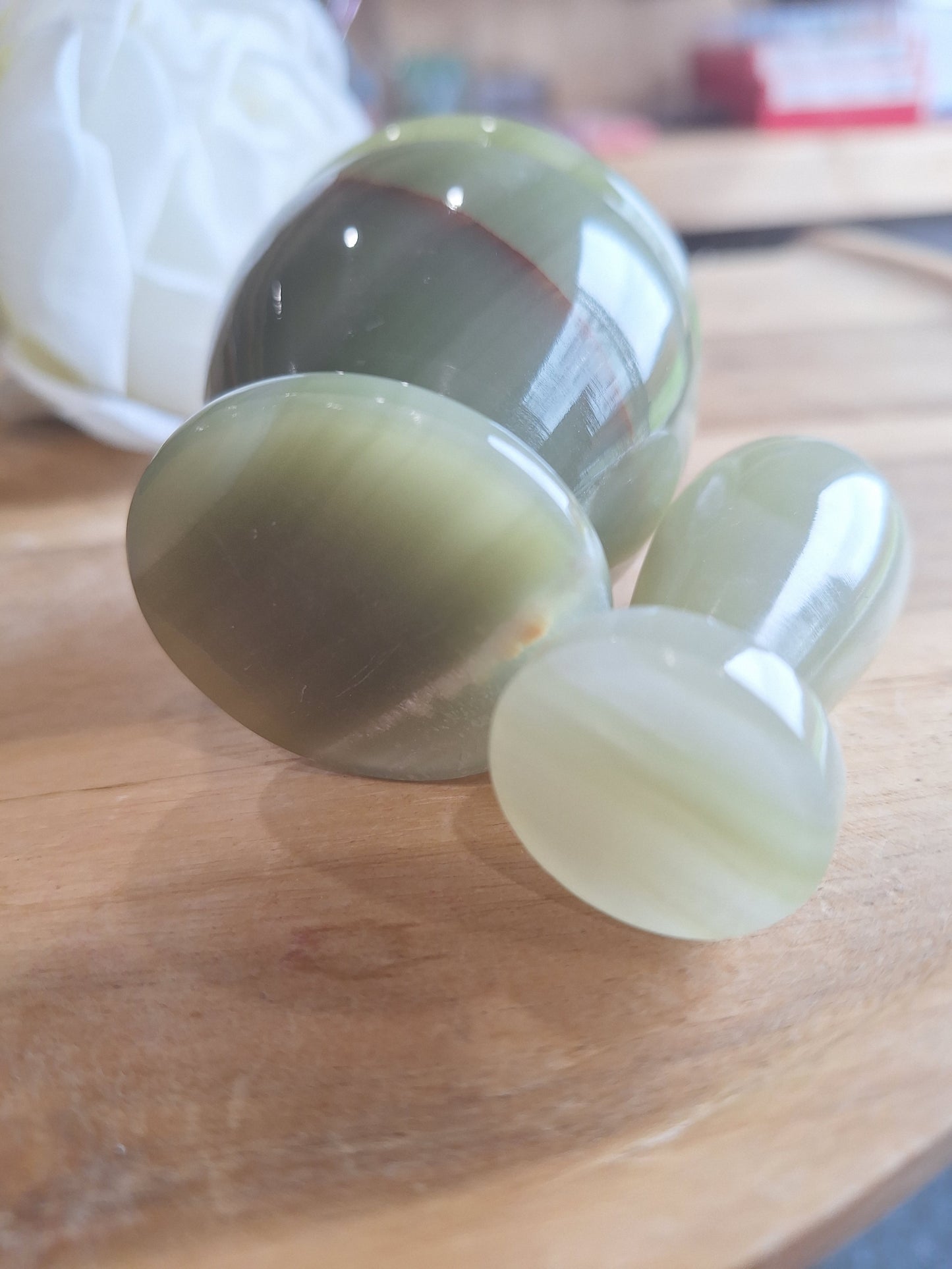 GREEN BANDED ONYX MORTAR PESTLE BOWL SET (SMALL)
