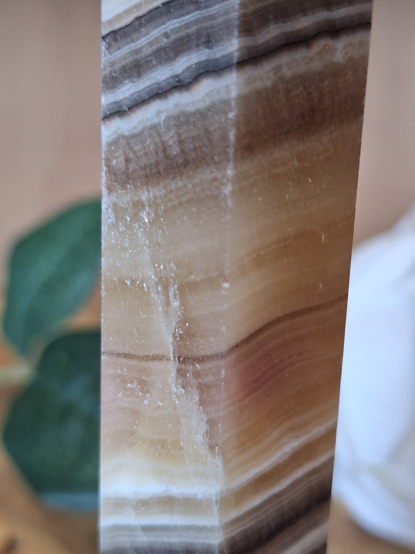 CHOCOLATE CALCITE TOWER (With slightly chipped point, priced to reflect this)