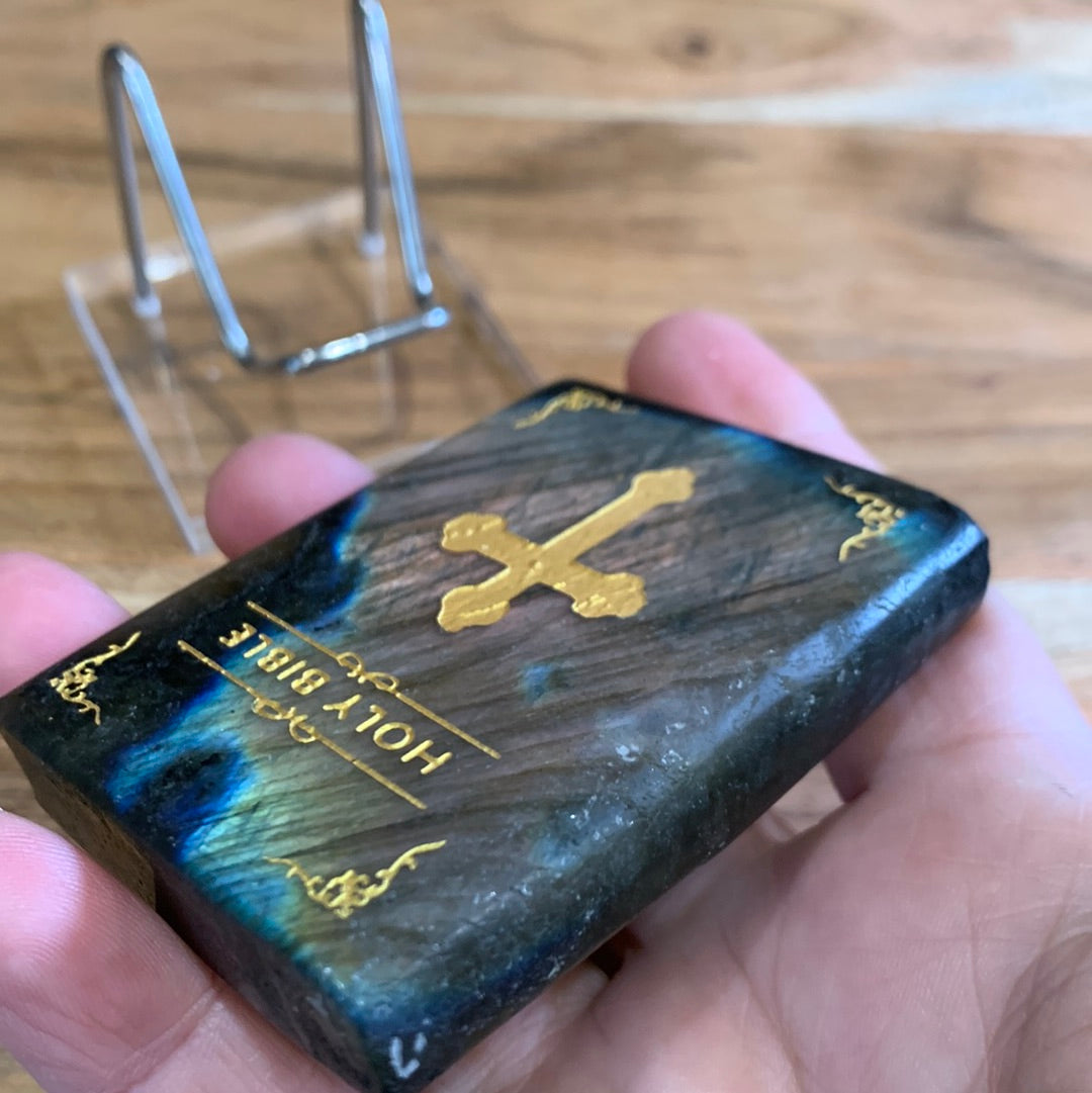 LABRADORITE HOLY BIBLES WITH STAND