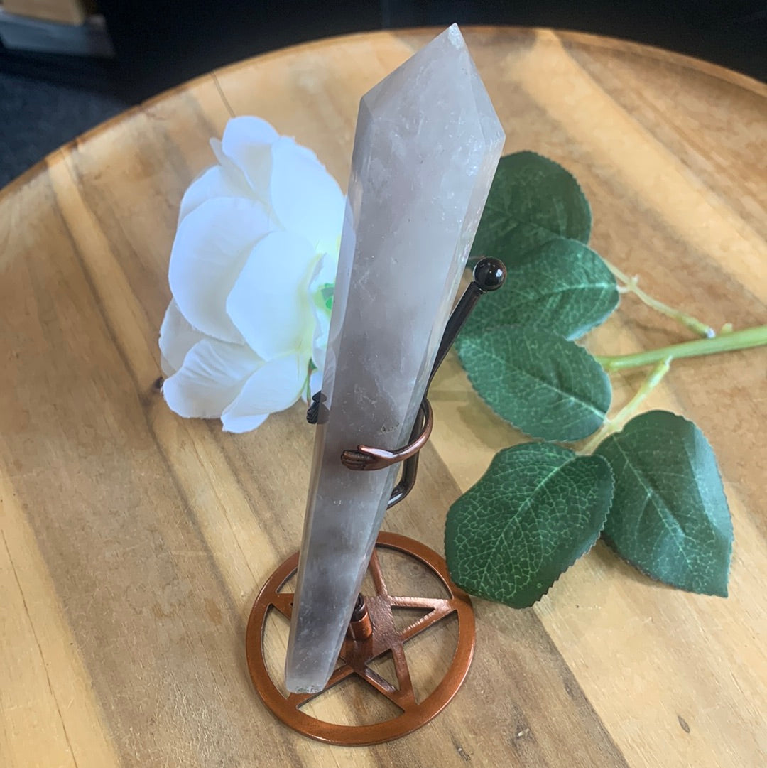 SMOKEY QUARTZ WAND WITH HOLDER