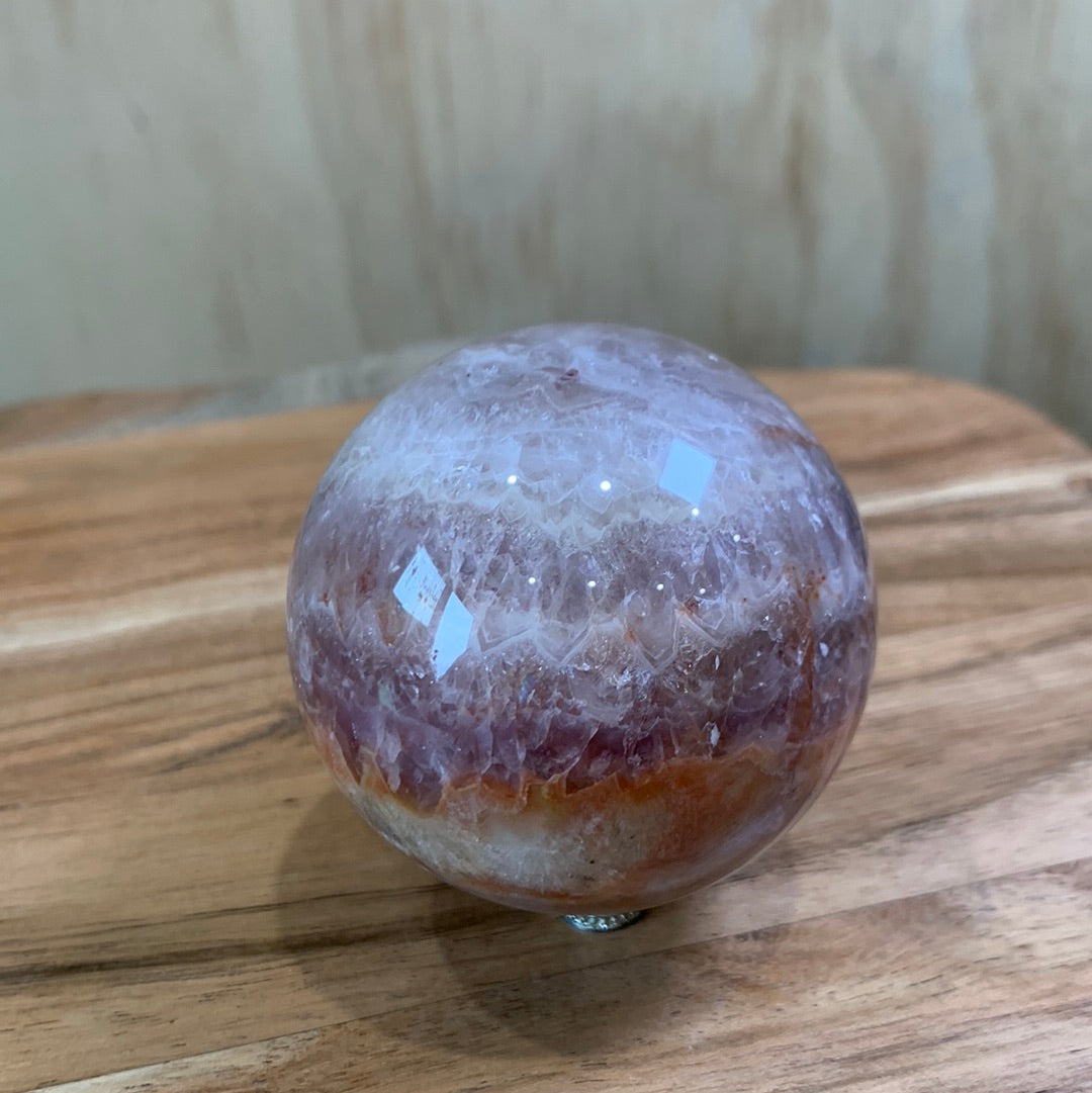 AMETHYST WITH MEXICAN AGATE SPHERE