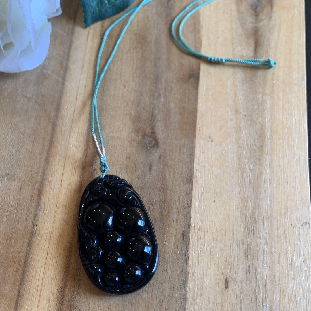BLACK OBSIDIAN DRAGON EGG PENDANT