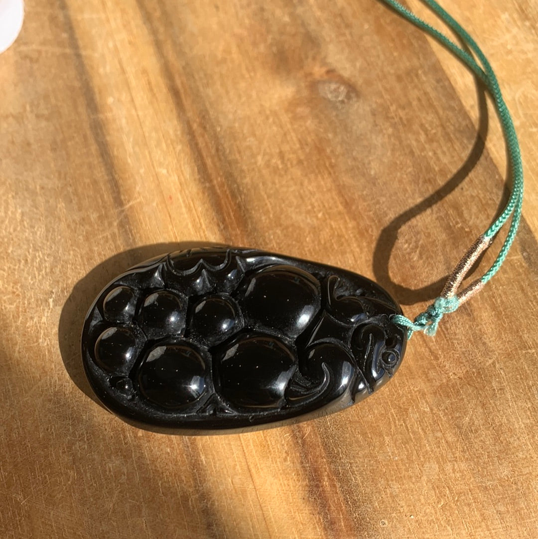 BLACK OBSIDIAN DRAGON EGG PENDANT