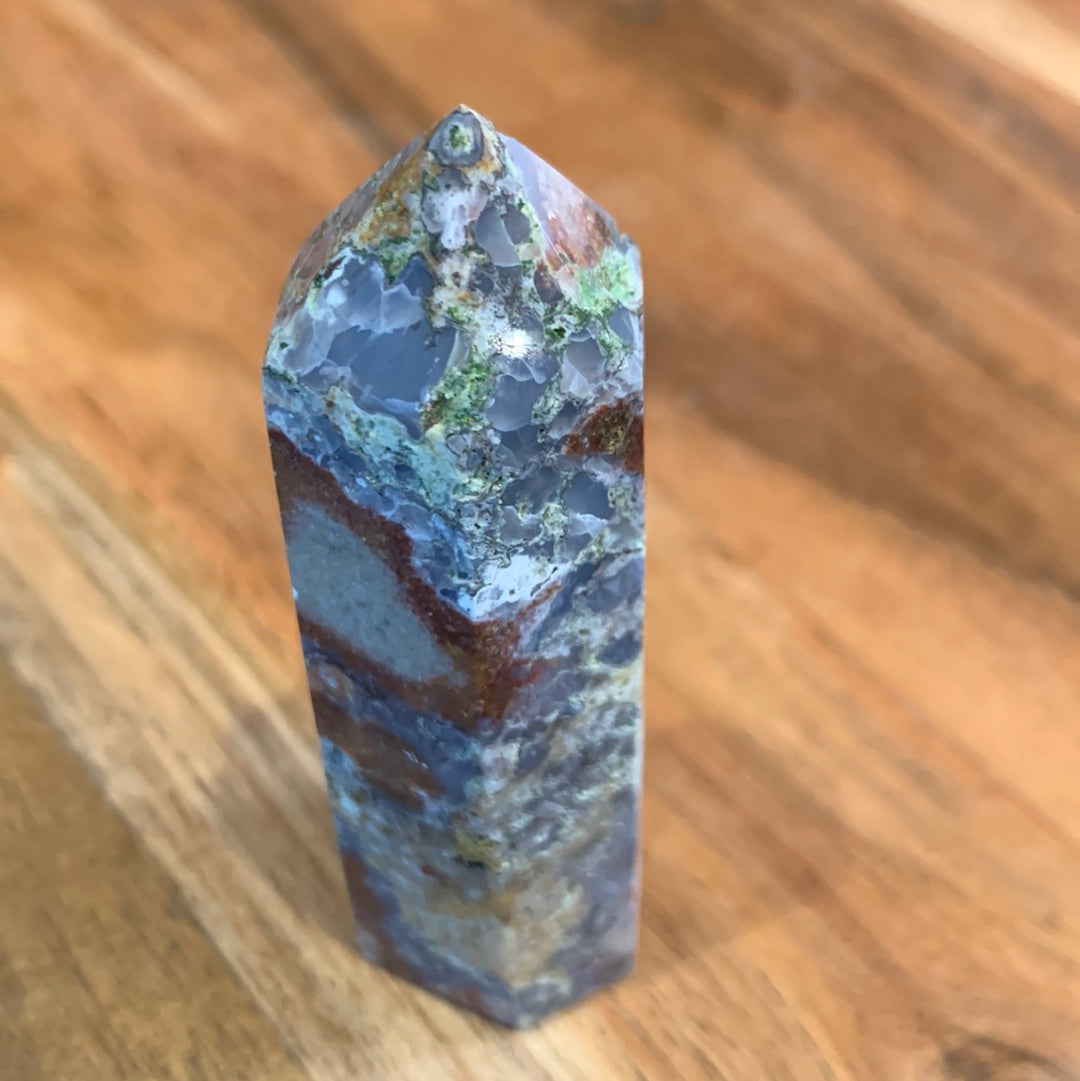 OCEAN JASPER POINTS WITH A TOUCH OF FLOWER AGATE