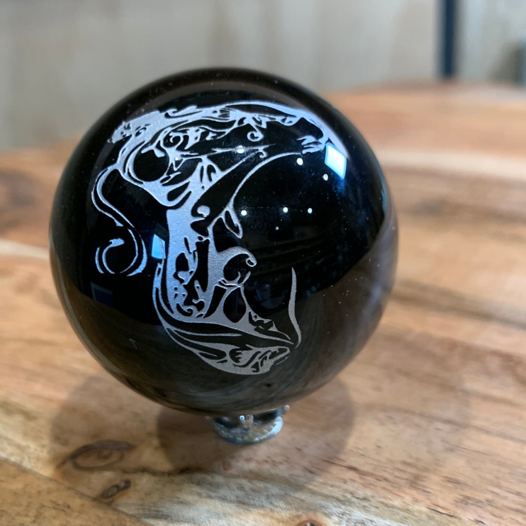 BLACK OBSIDIAN ASTROLOGY & SYMBOL SPHERES