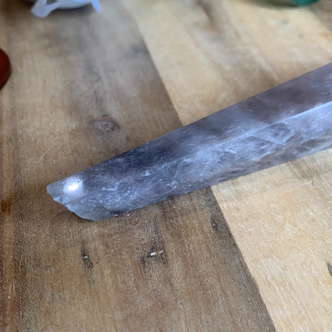 SMOKEY QUARTZ WAND WITH HOLDER