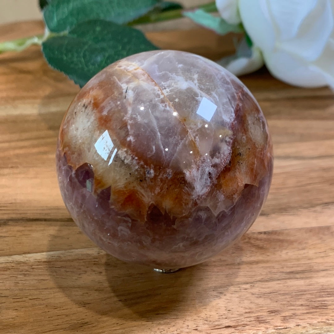 AMETHYST WITH MEXICAN AGATE SPHERE