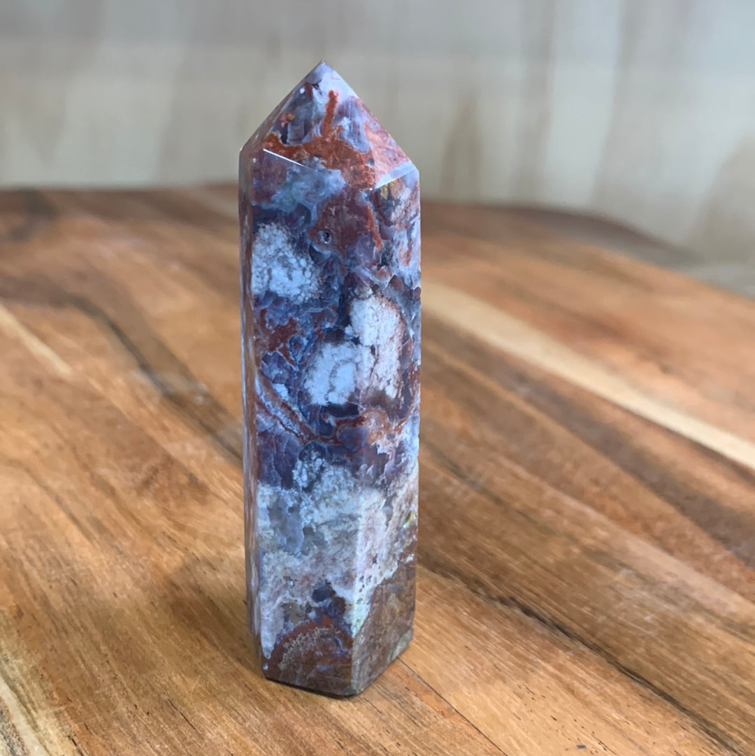 OCEAN JASPER POINTS WITH A TOUCH OF FLOWER AGATE