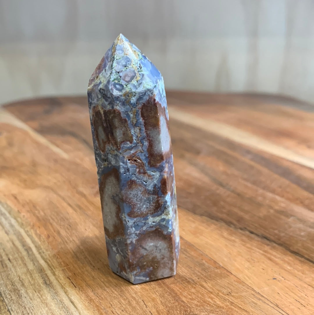 OCEAN JASPER POINTS WITH A TOUCH OF FLOWER AGATE