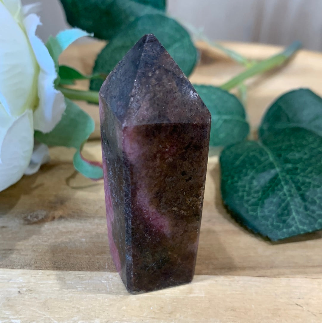 ICED RHODONITE POINT
