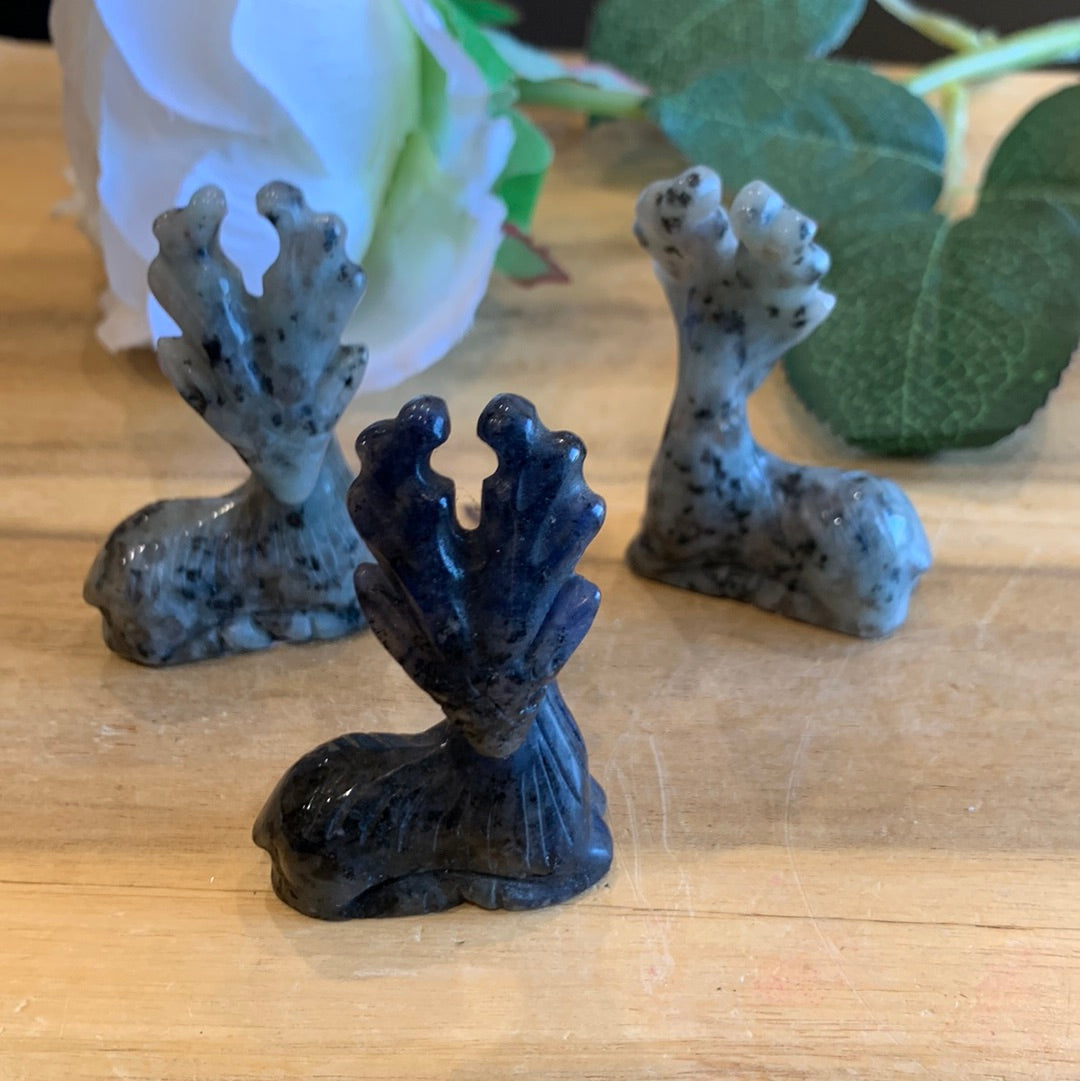CRYSTAL DEERS, KIWI JASPER (ALSO KNOWN AS KIWI STONE) & LAPIS LAZULI