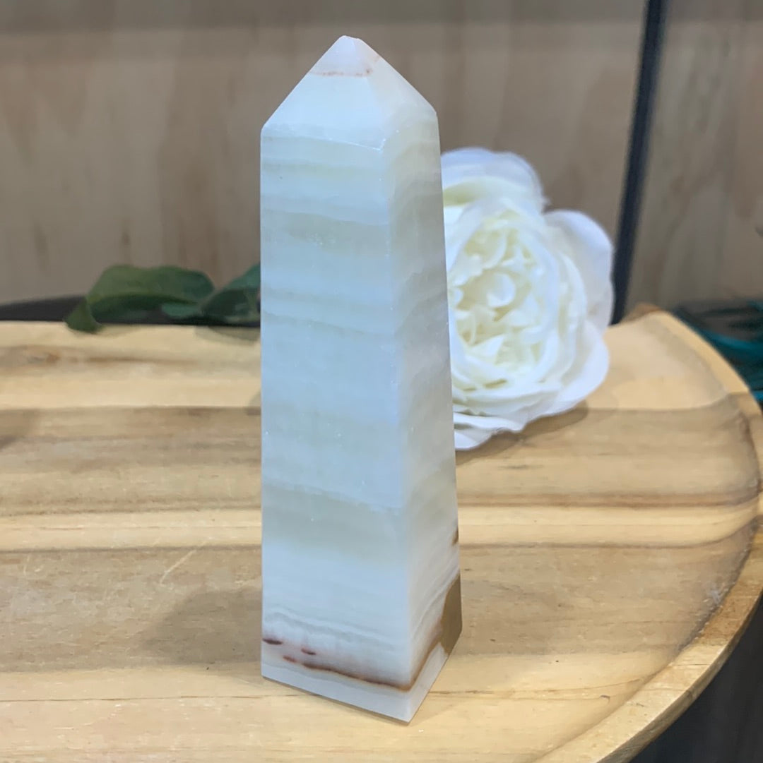 GREEN BANDED ONYX TOWERS