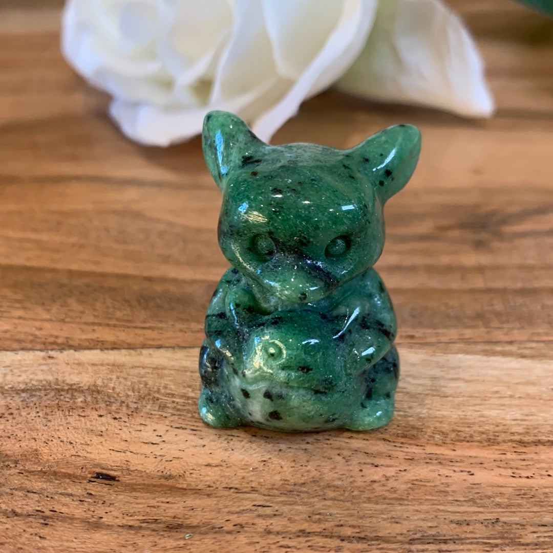 WINNIE THE POOH IN HONEY CALCITE, BLACK OBSIDIAN, OPALITE & RUBY ZIOSITE