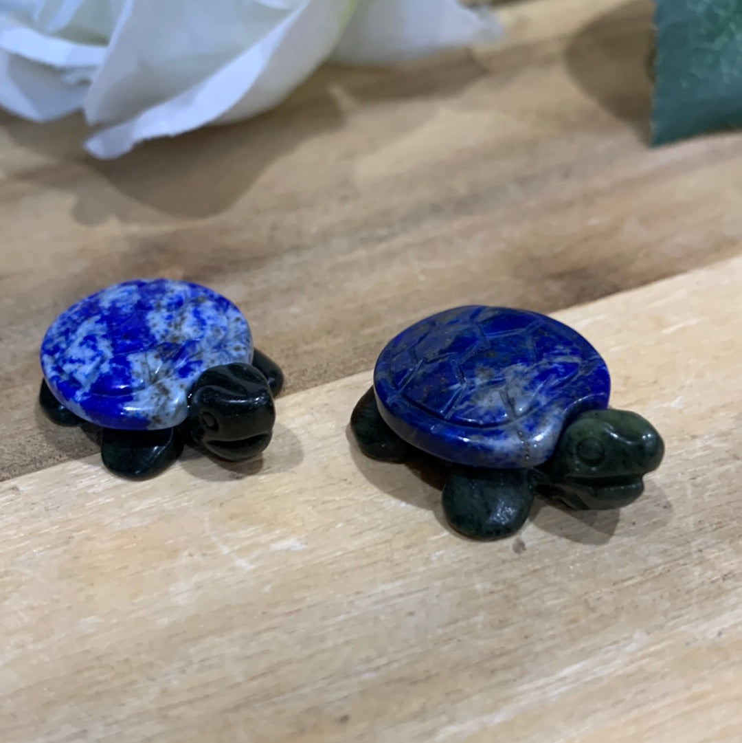 LAPIS LAZULI TURTLES WITH SEPTARIAN JADE