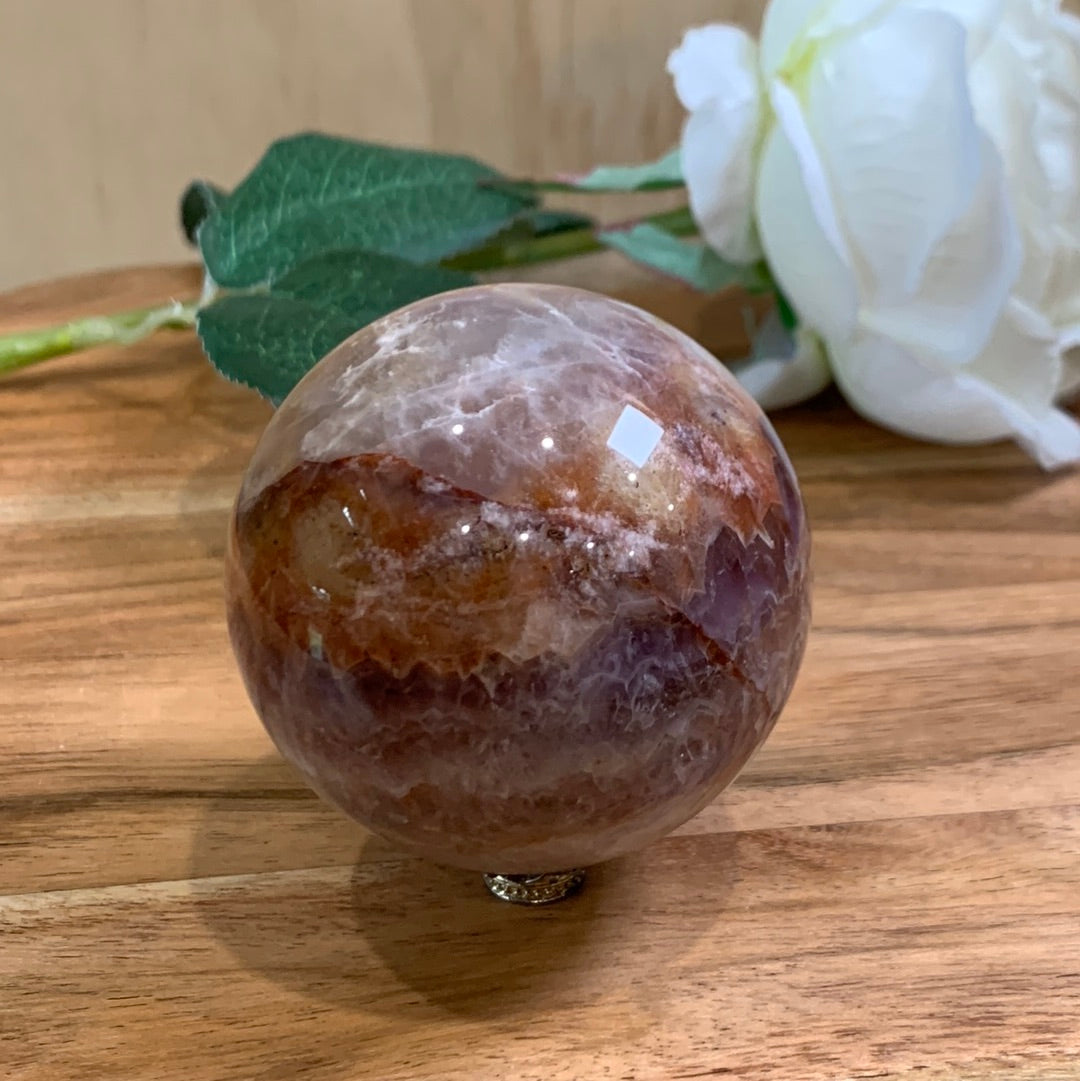 AMETHYST WITH MEXICAN AGATE SPHERE
