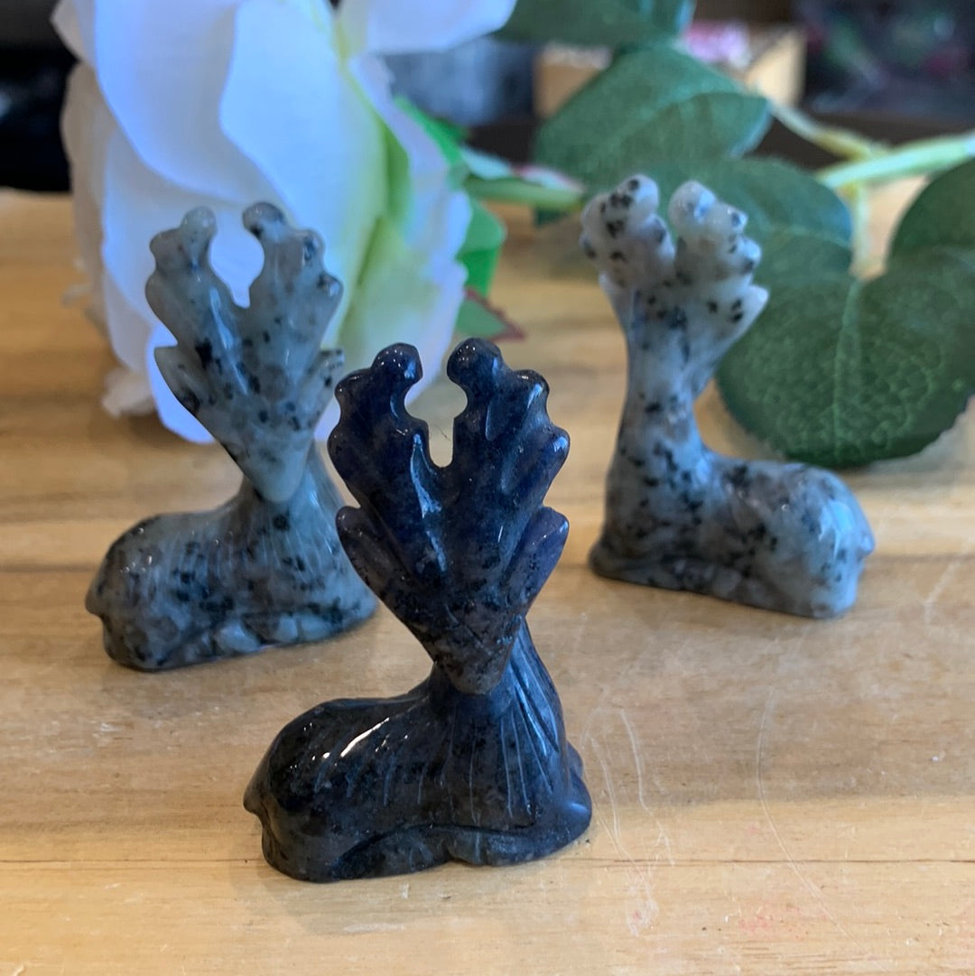 CRYSTAL DEERS, KIWI JASPER (ALSO KNOWN AS KIWI STONE) & LAPIS LAZULI