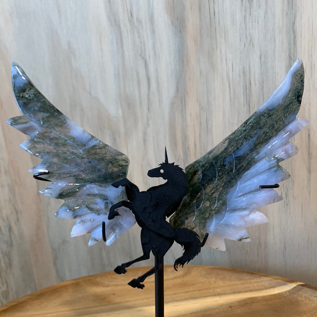 MOSS AGATE UNICORN with WINGS