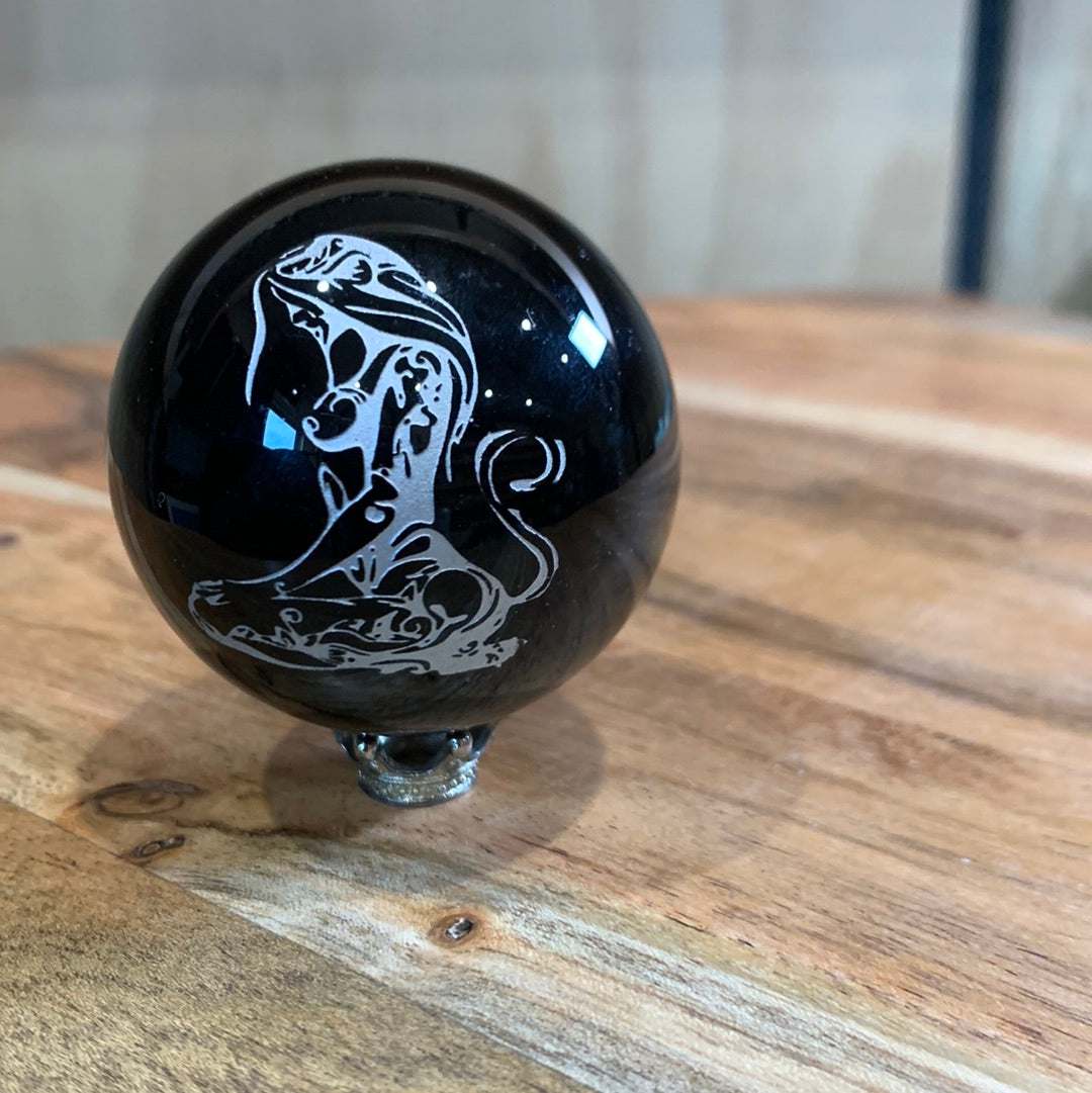 BLACK OBSIDIAN ASTROLOGY & SYMBOL SPHERES