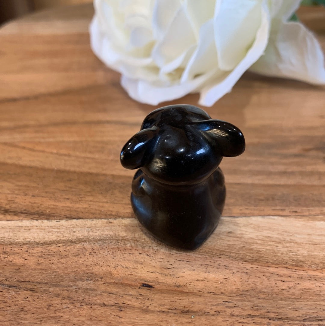 WINNIE THE POOH IN HONEY CALCITE, BLACK OBSIDIAN, OPALITE & RUBY ZIOSITE