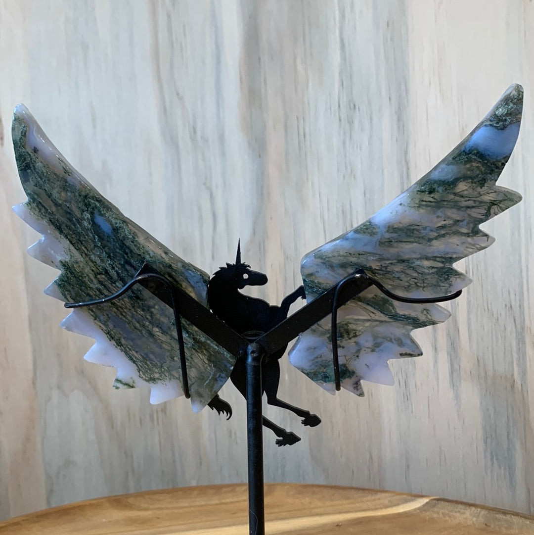 MOSS AGATE UNICORN with WINGS