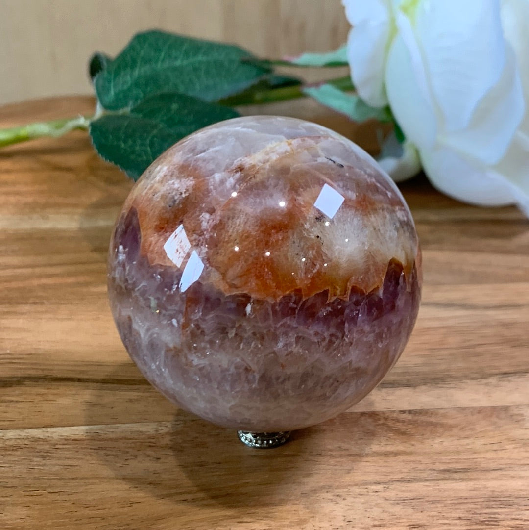 AMETHYST WITH MEXICAN AGATE SPHERE