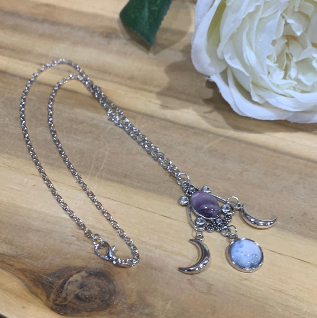 AMETHYST DOUBLE MOON NECKLACE