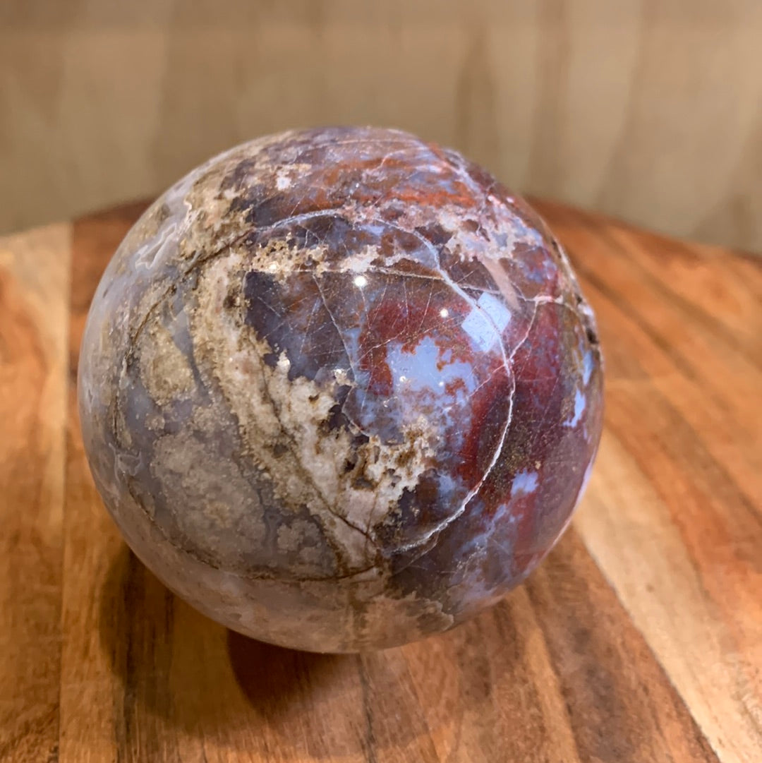 OCEAN JASPER SPHERE WITH A TOUCH OF FLOWER AGATE