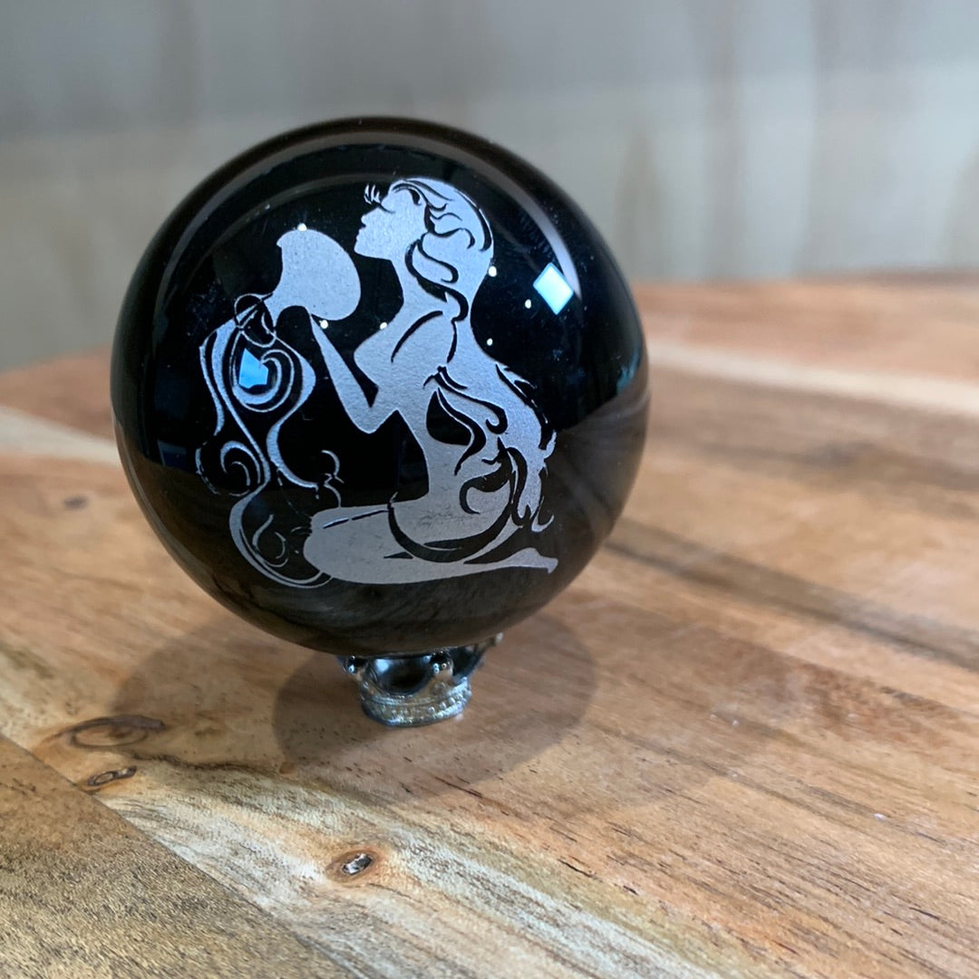 BLACK OBSIDIAN ASTROLOGY & SYMBOL SPHERES