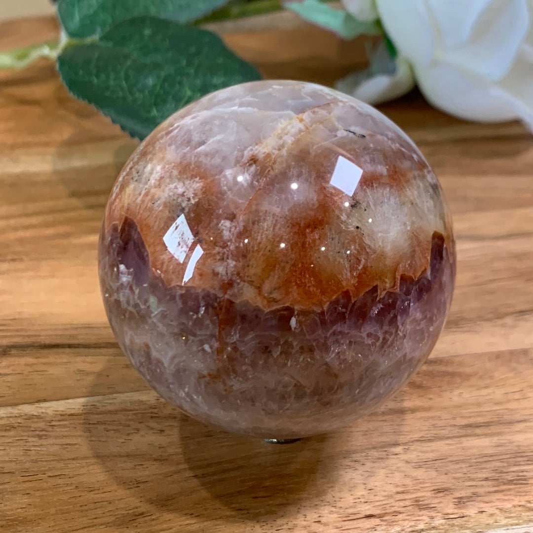 AMETHYST WITH MEXICAN AGATE SPHERE