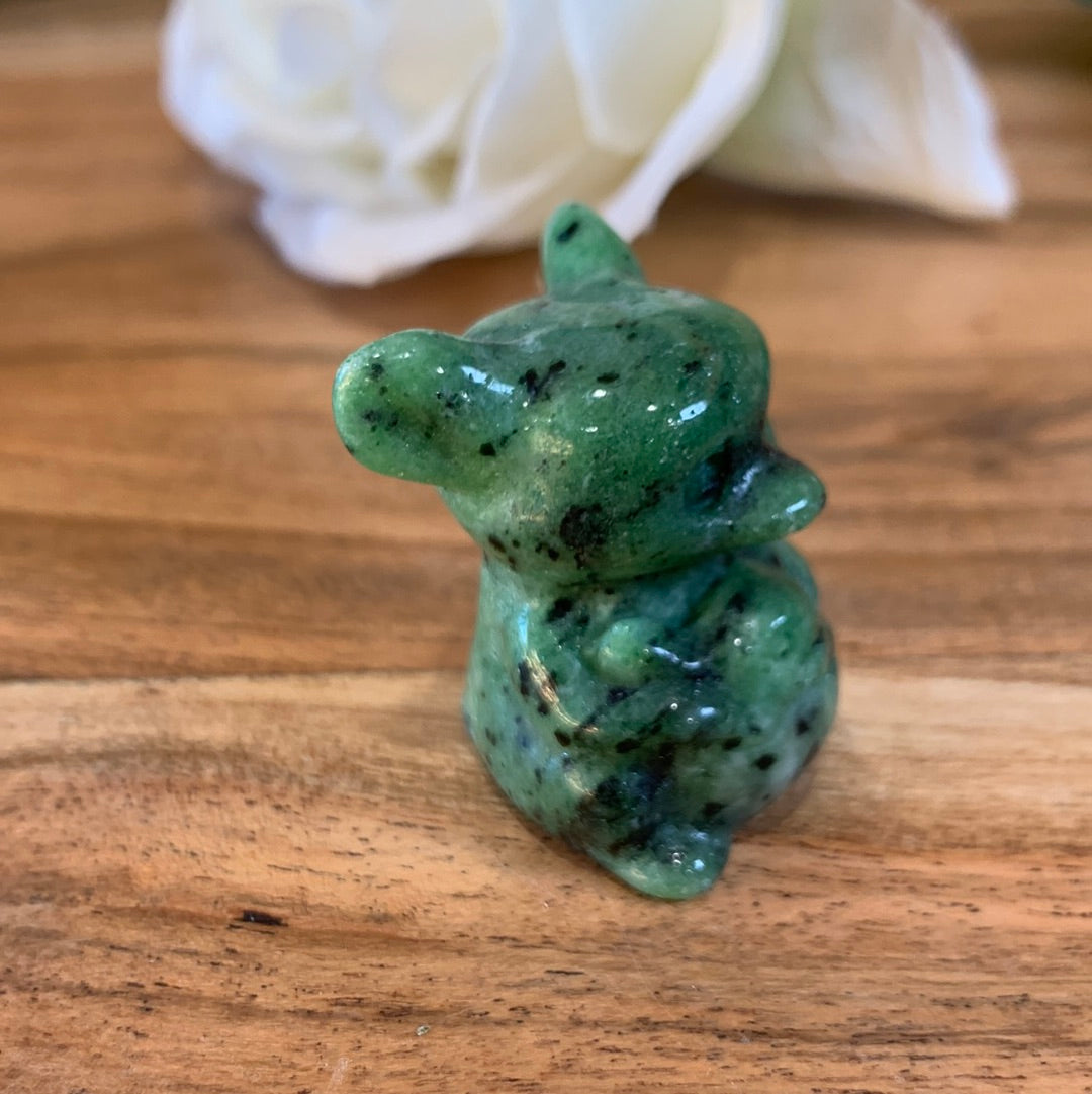 WINNIE THE POOH IN HONEY CALCITE, BLACK OBSIDIAN, OPALITE & RUBY ZIOSITE