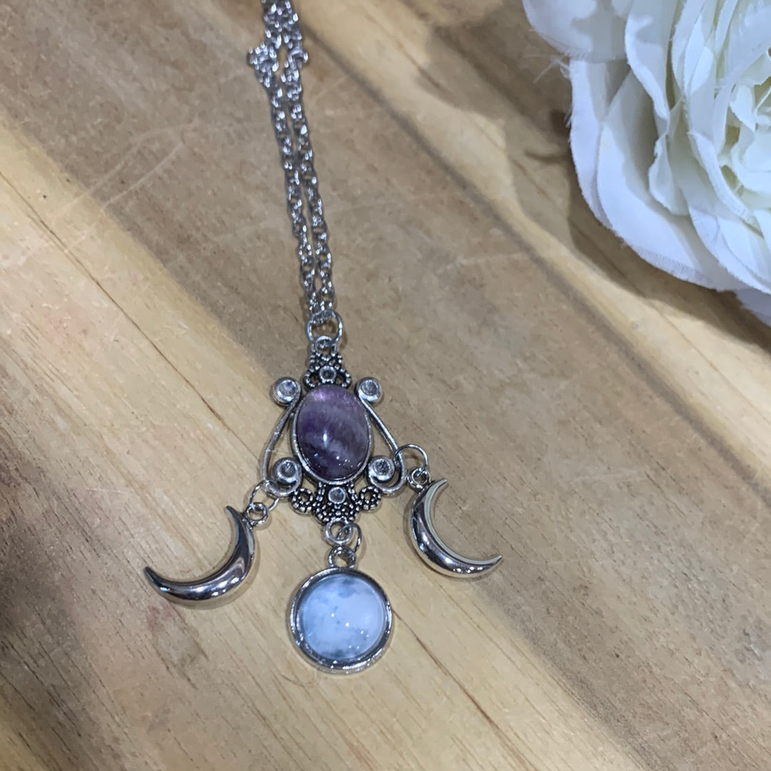 AMETHYST DOUBLE MOON NECKLACE