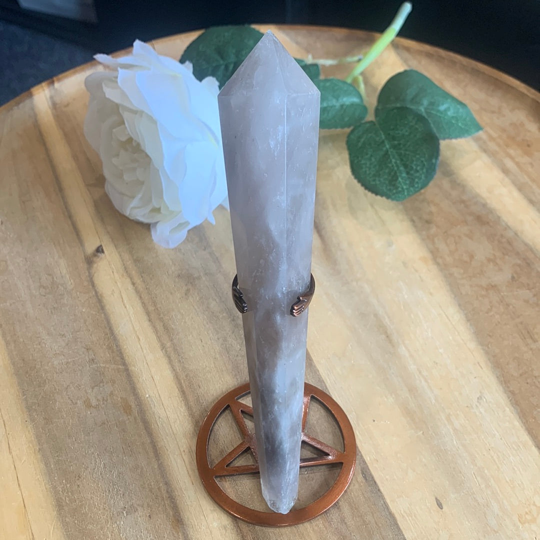 SMOKEY QUARTZ WAND WITH HOLDER