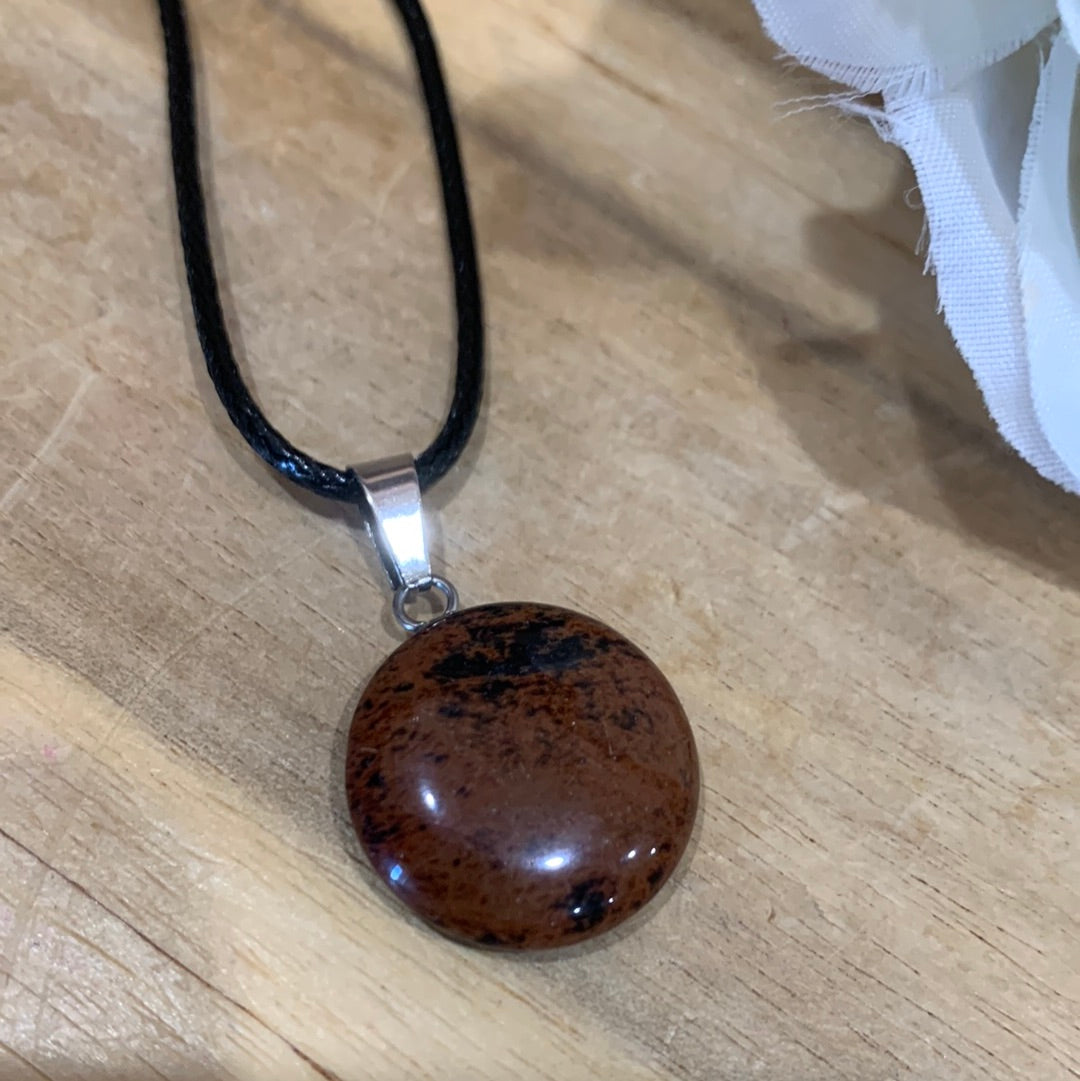 MAHOGONY OBSIDIAN ROUND NECKLACE