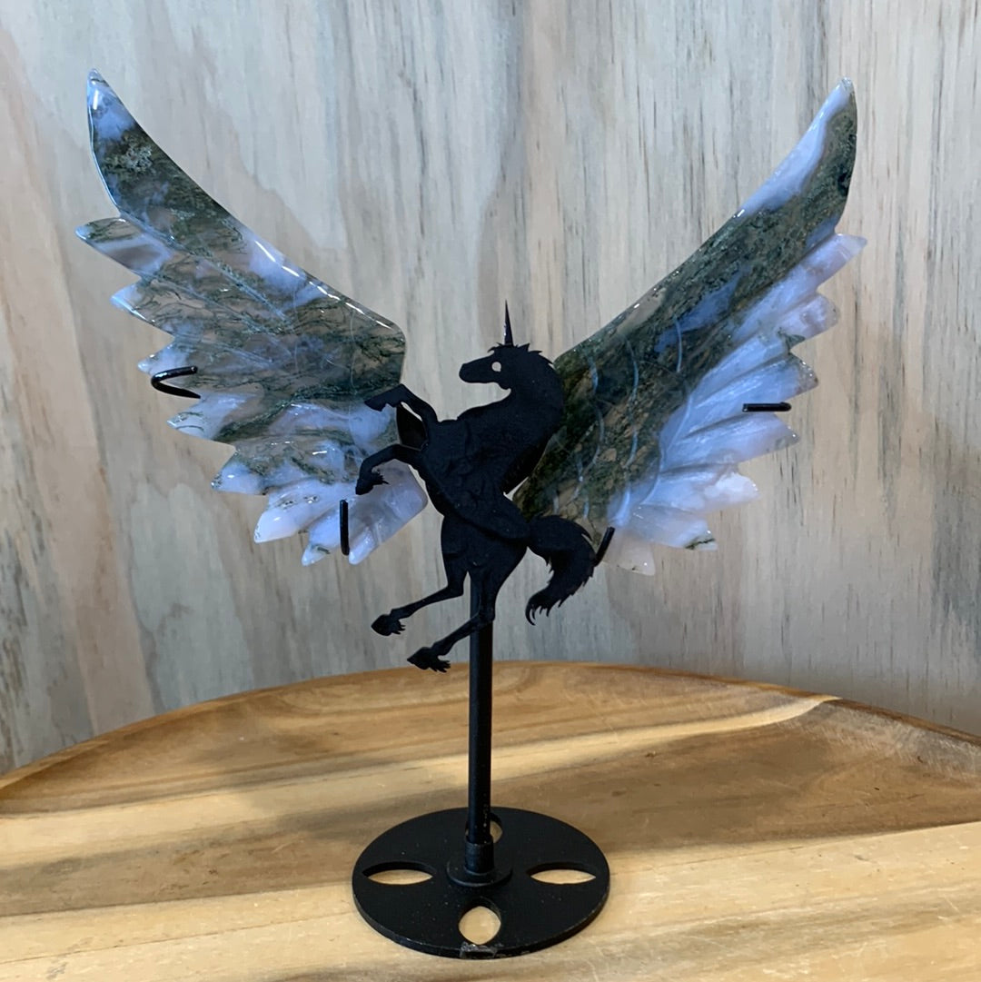 MOSS AGATE UNICORN with WINGS