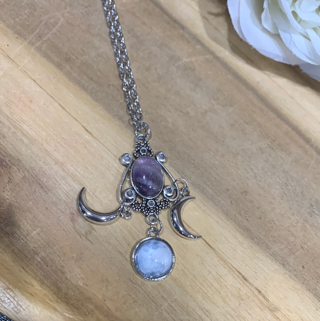 AMETHYST DOUBLE MOON NECKLACE