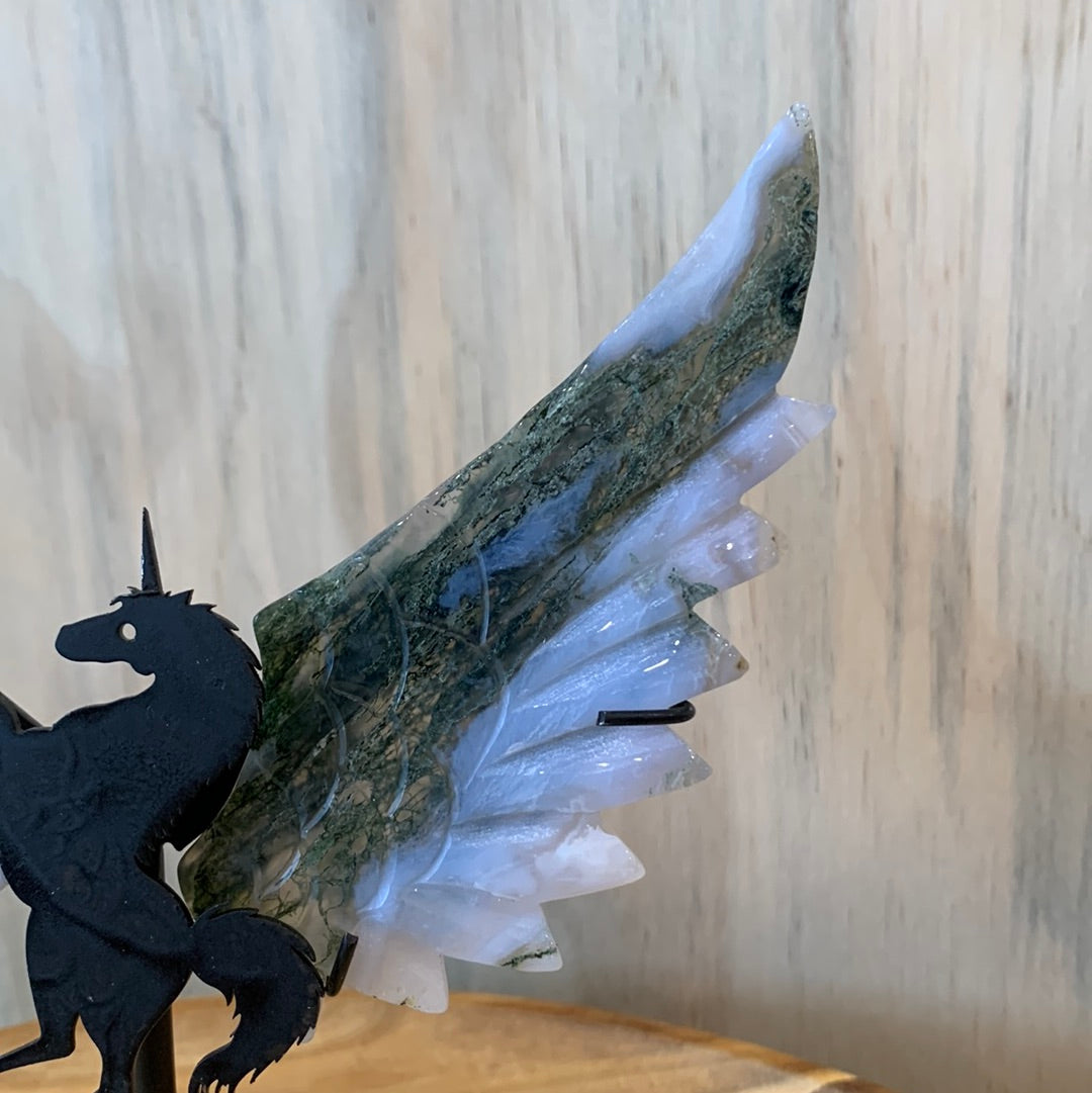 MOSS AGATE UNICORN with WINGS