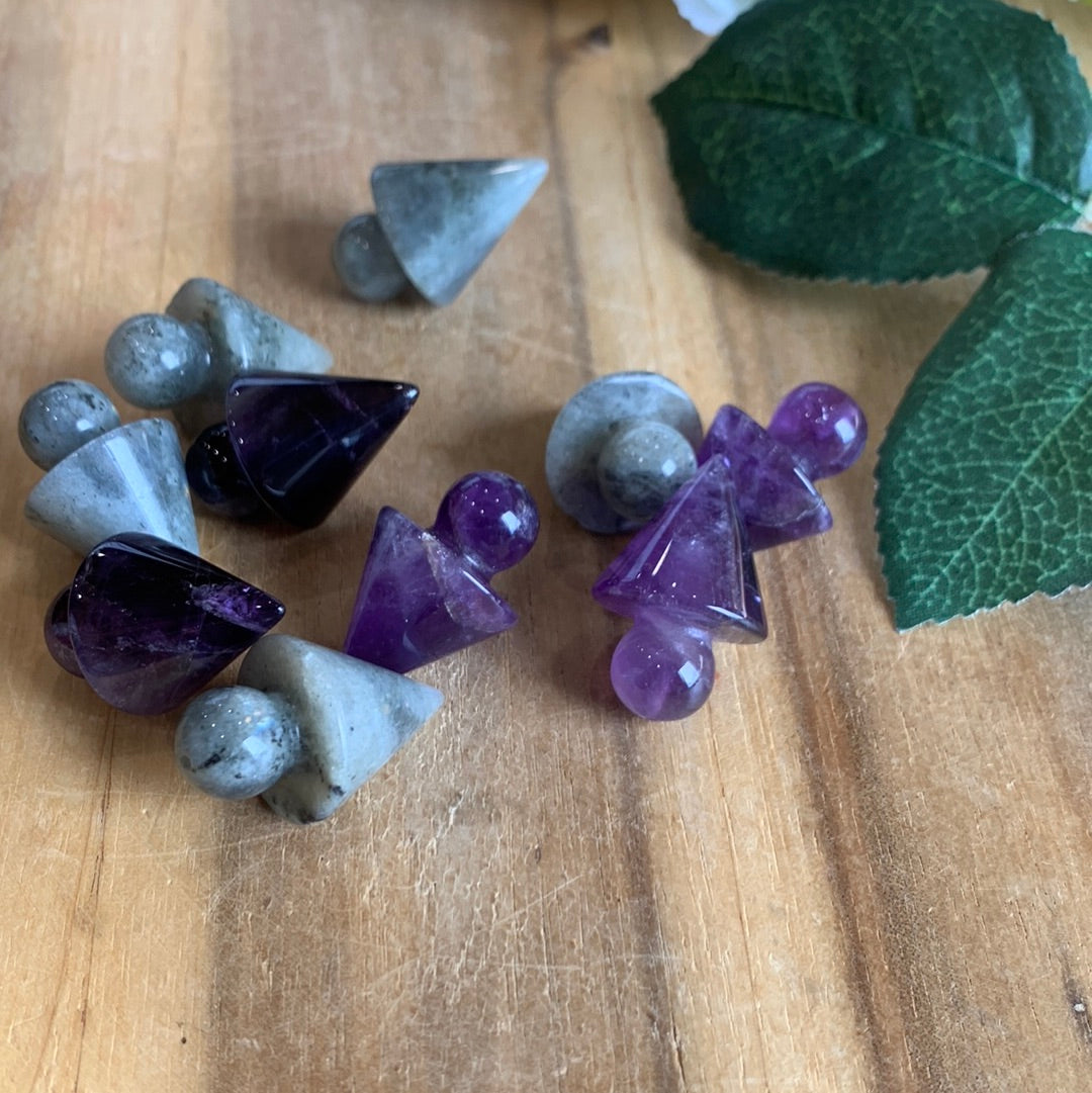 CRYSTAL SPIN TOPS (LABRADORITE & AMETHYST)