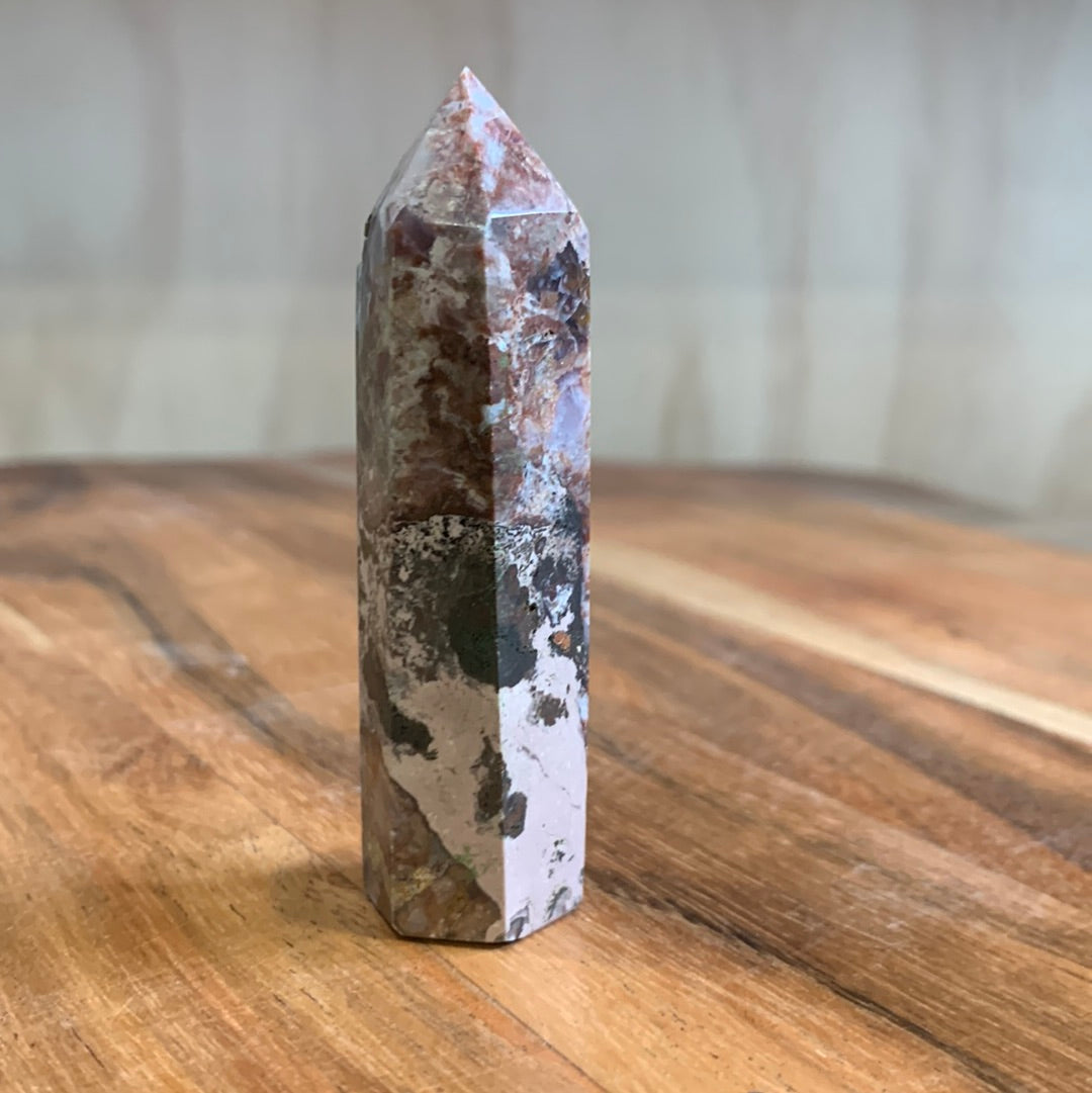 OCEAN JASPER POINTS WITH A TOUCH OF FLOWER AGATE