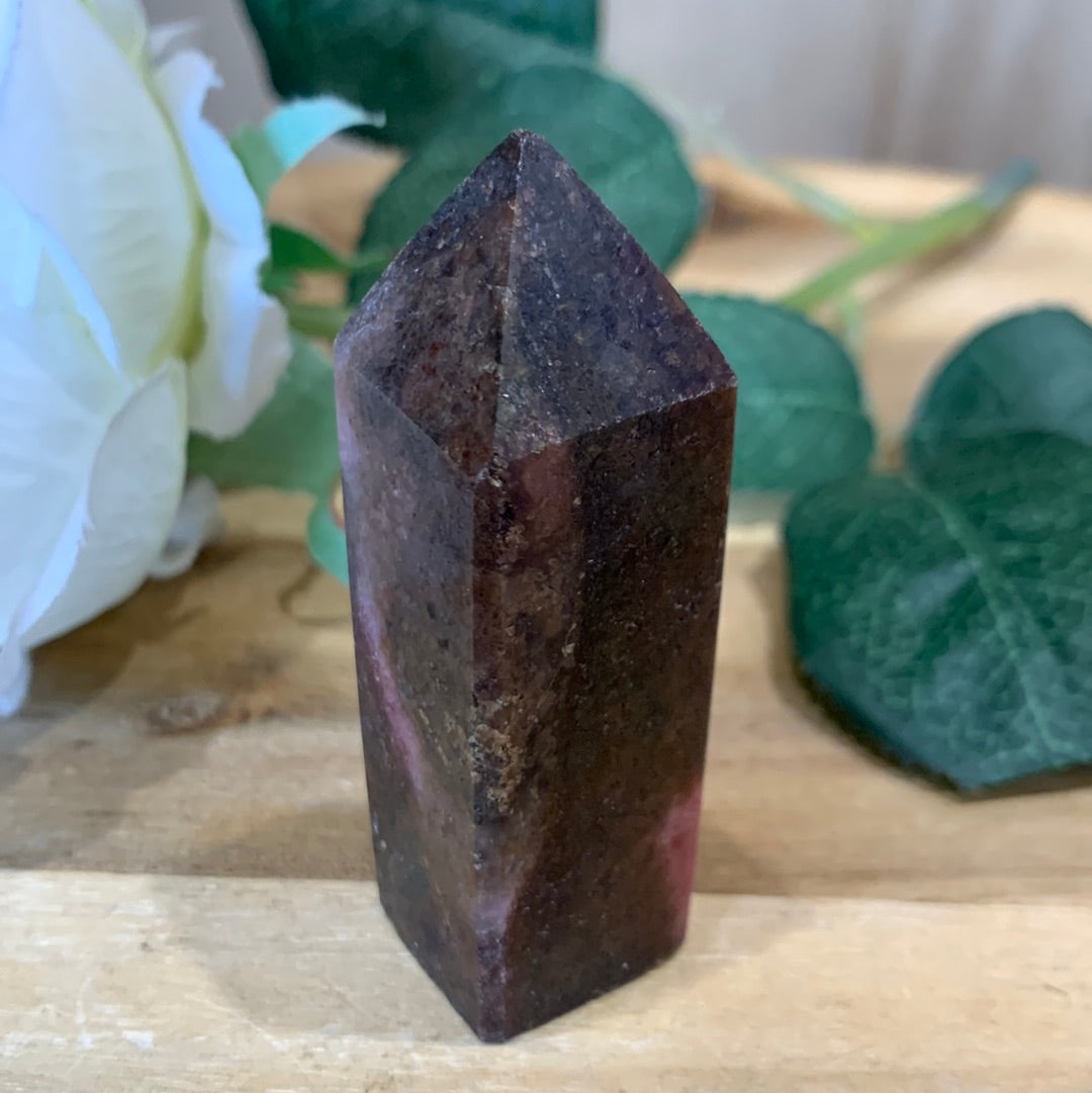 ICED RHODONITE POINT
