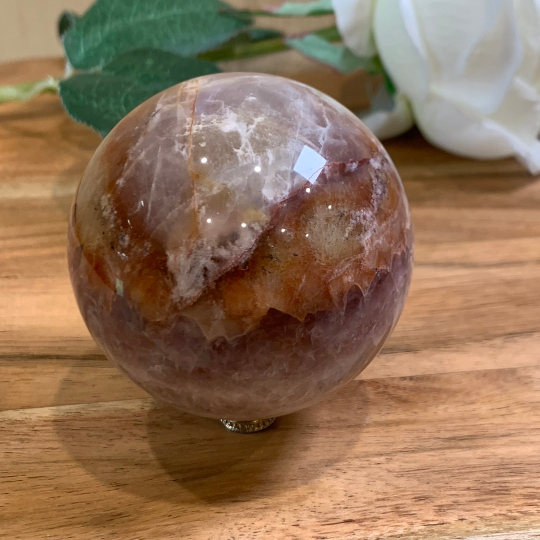 AMETHYST WITH MEXICAN AGATE SPHERE